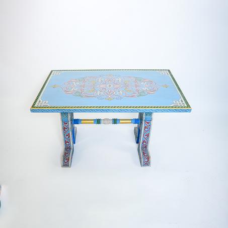 Hand-Painted Wooden Table – Moroccan Artisan Craft