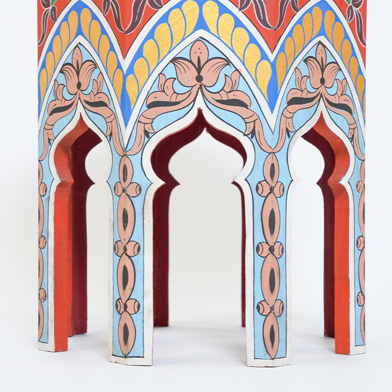 Oriental Mini Hexagonal Table – Red, Blue, White & Green