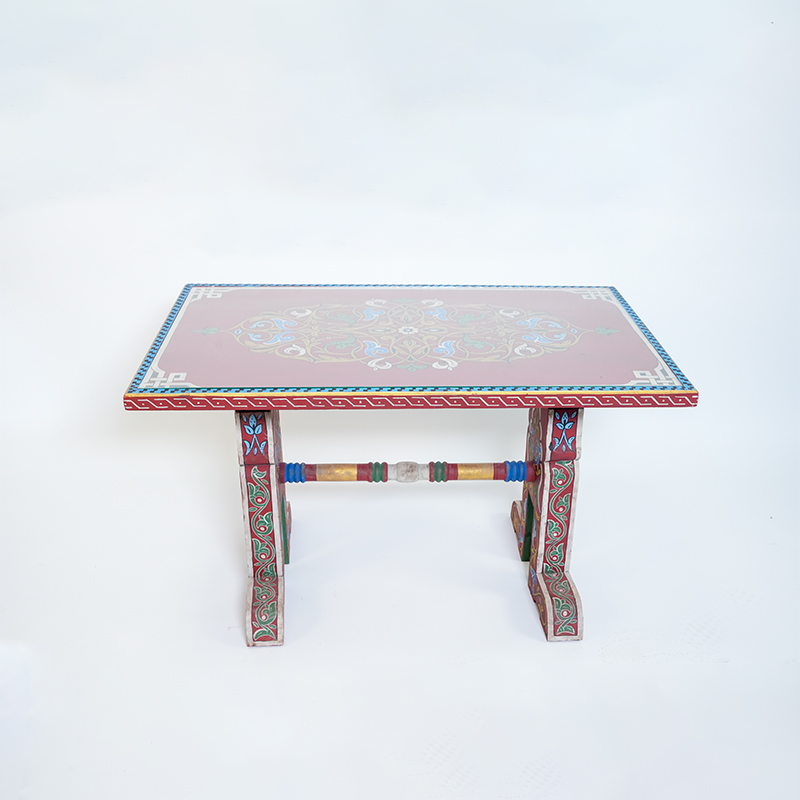 Hand-Painted Wooden Table – Moroccan Artisan Craft