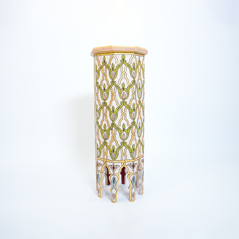 Octagonal Table – White, Green & Gold