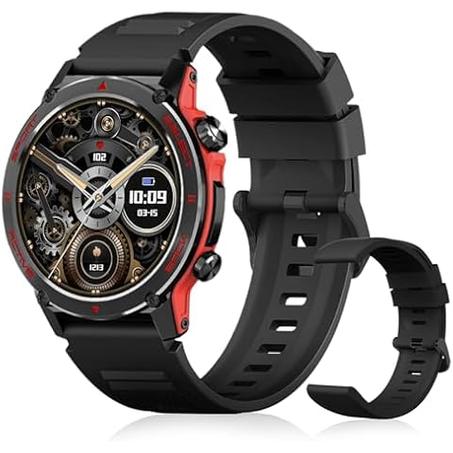 ساعة ذكية للرجال والنساء  اليكسا  تشبع الاكسجين مراقب النوم ء IP68 نظامي iOS واندرويد أسود