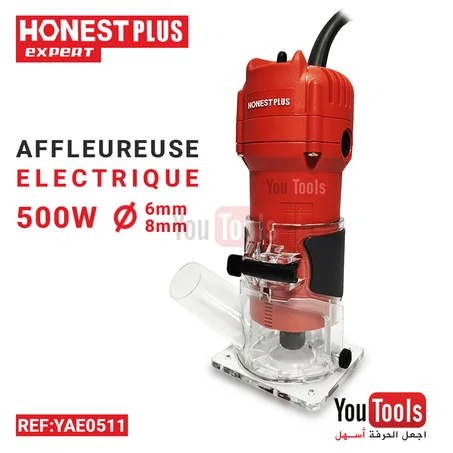 Paumelleuse Affleureuse 500W 6/8mm HONESTPLUS