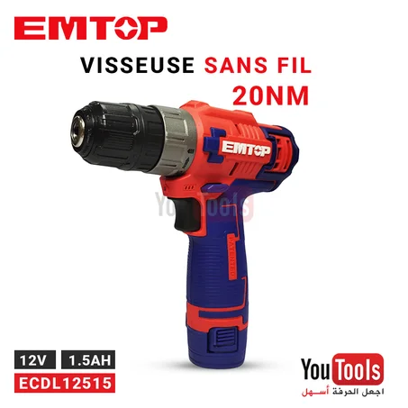 Visseuse Perceuse sans fil 12V 1.5Ah EMTOP
