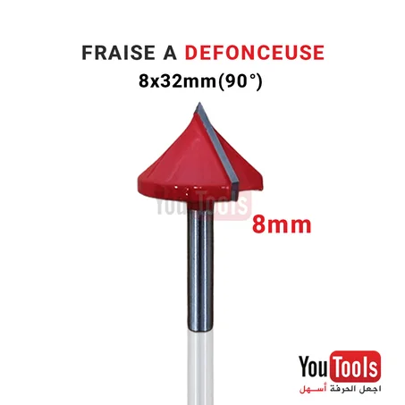 Fraise à défoncer en V (V-Groove) - 8x32mm (90°)
