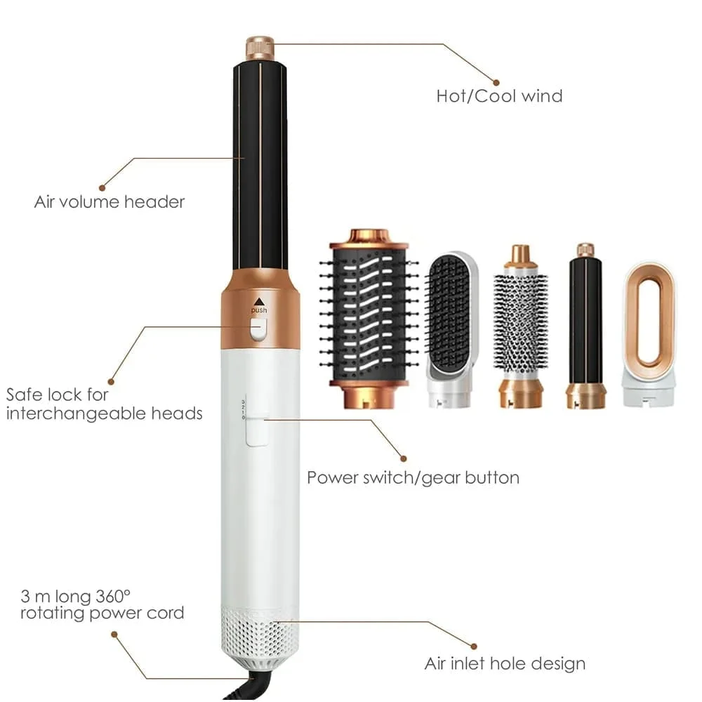 فرشاة تصفيف الشعر 6 فـ 1 – مجفف وكيرلي وتمليس احترافي للشعر