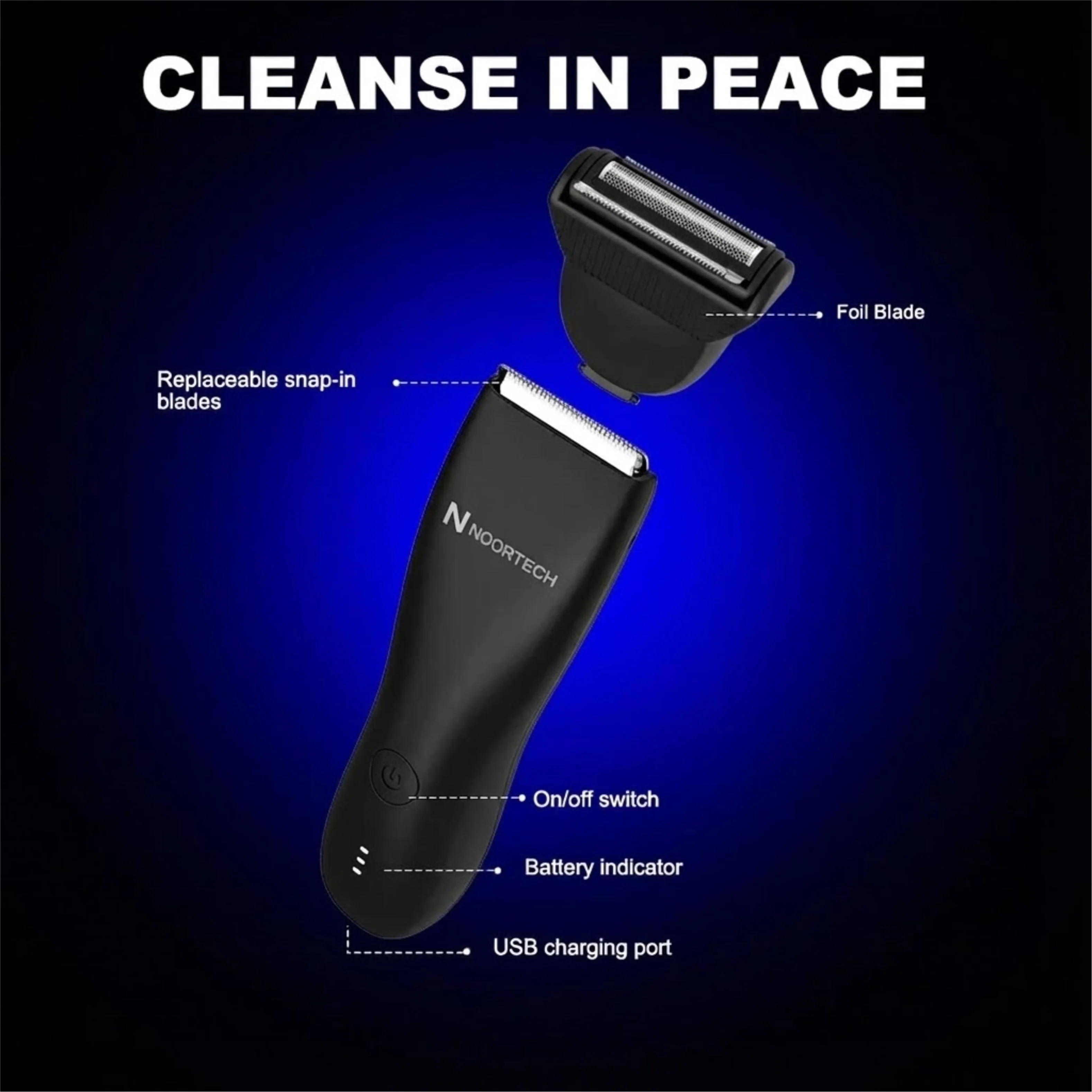 ماكينة تشذيب للرجال IPX6 – حلاقة دقيقة للمناطق الحساسة مع تقنية SkinSafe وقابلة للشحن