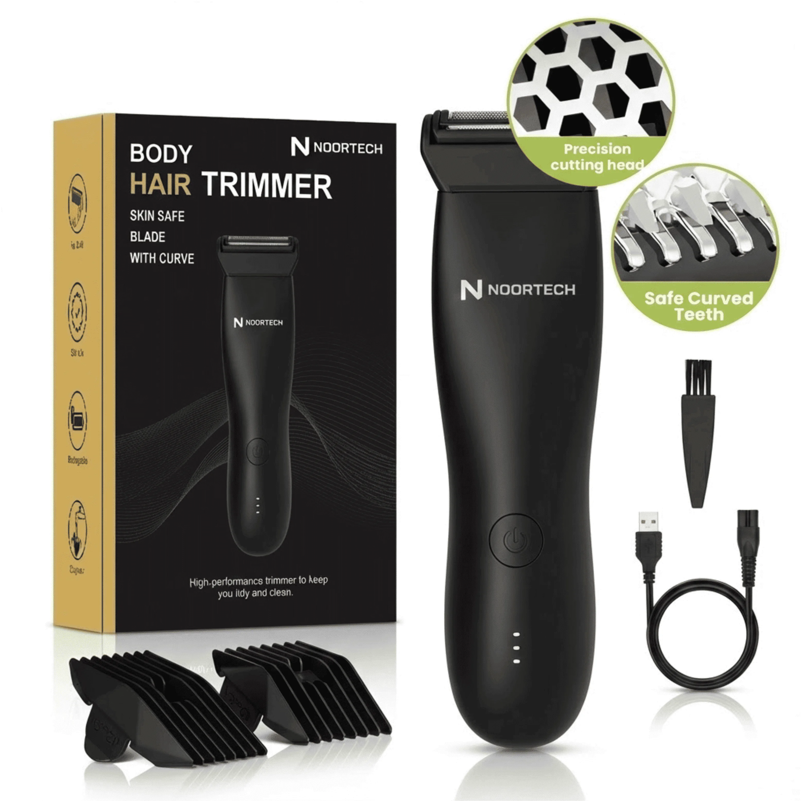 ماكينة تشذيب شعر الجسم للرجال IPX6 لحلاقة دقيقة للمناطق الحساسة بتقنية آمنة على البشرة