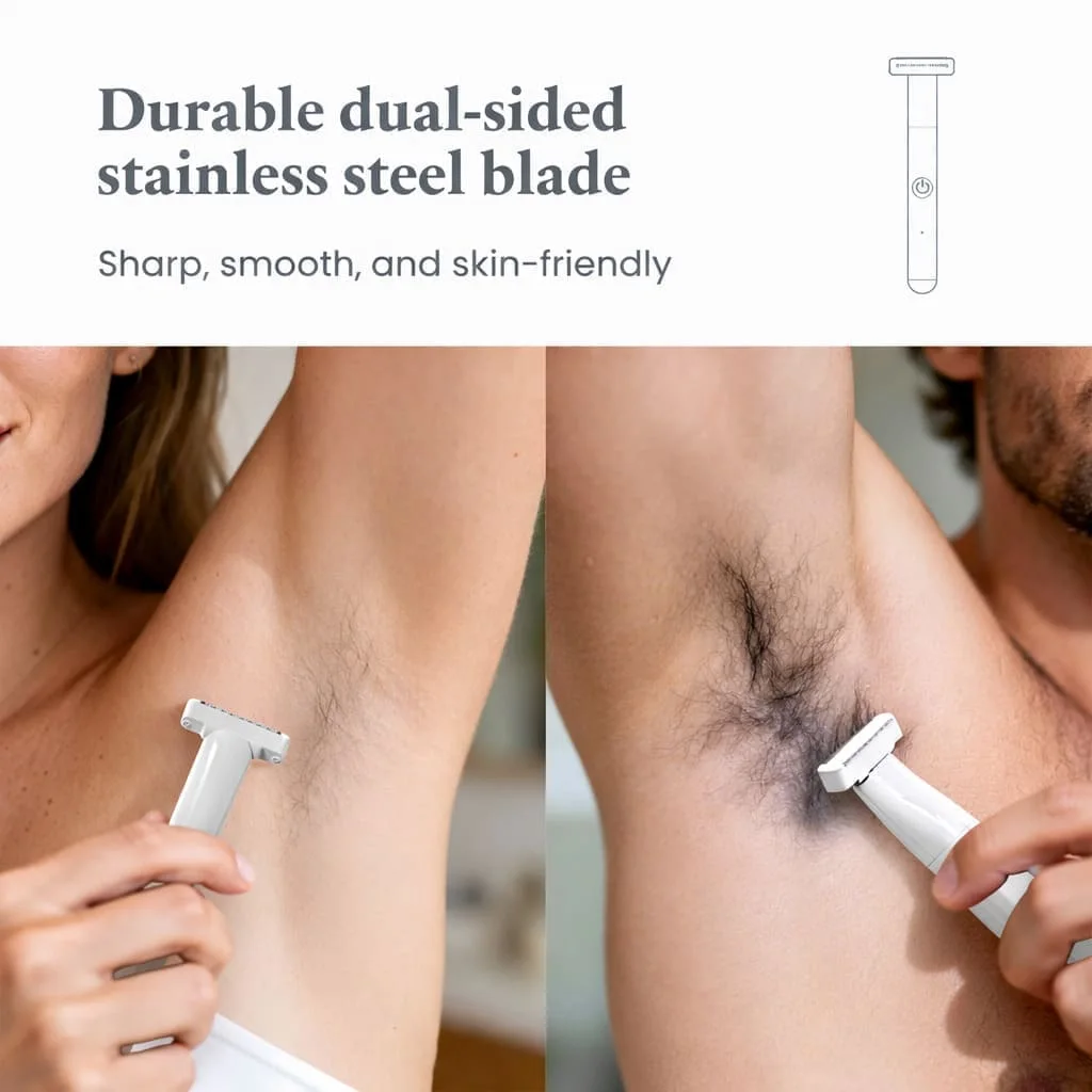 ماكينة حلاقة كهربائية صغيرة NOORTECH لتشذيب شعر الجسم والبكيني – محمولة بحجم سفر للنساء والرجال