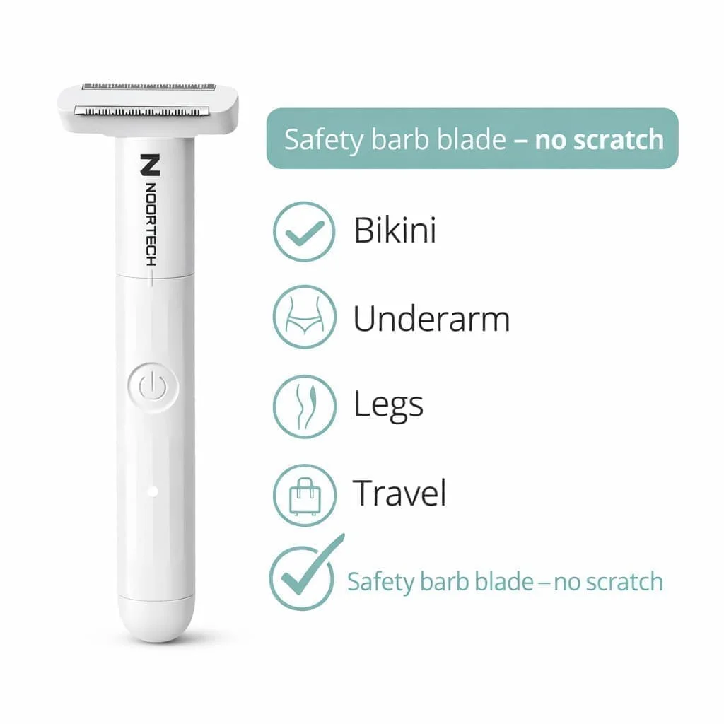ماكينة حلاقة كهربائية صغيرة NOORTECH لتشذيب شعر الجسم والبكيني – محمولة بحجم سفر للنساء والرجال