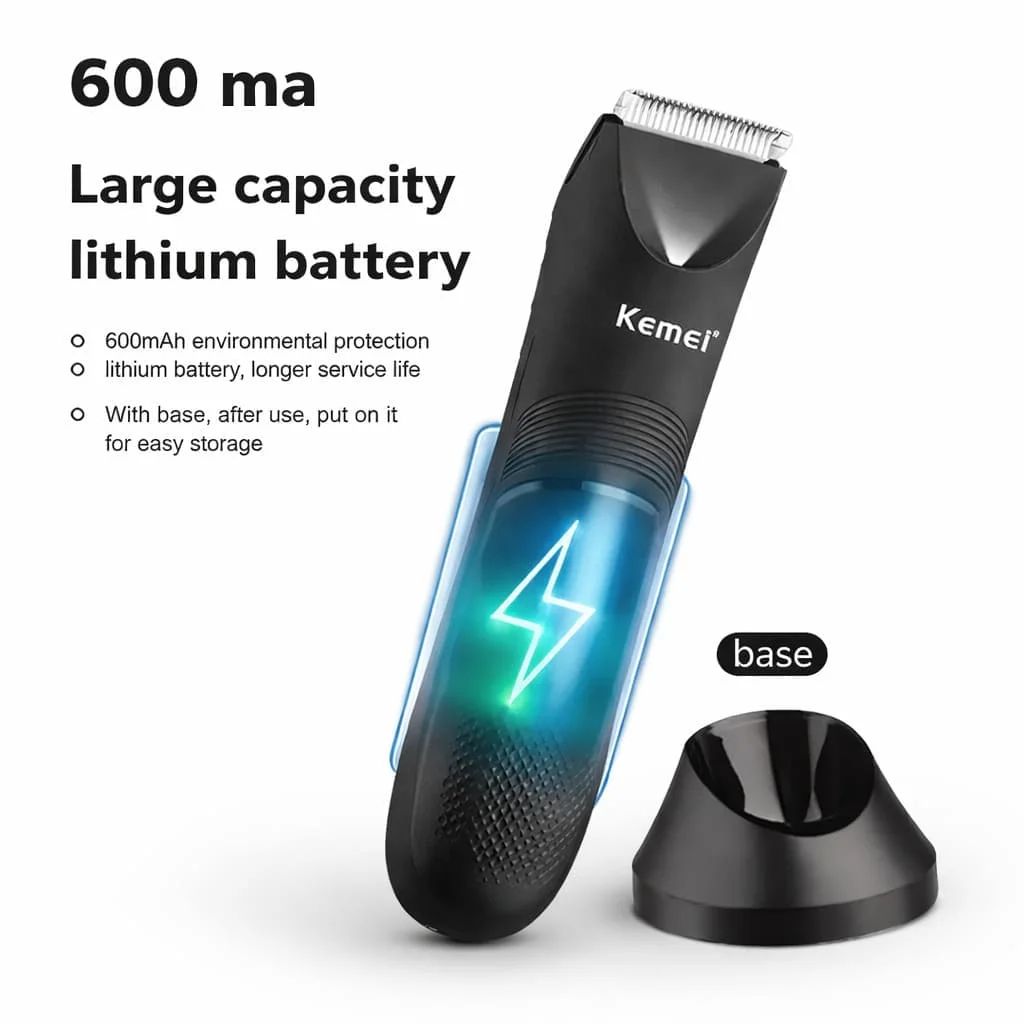 ماكينة تشذيب كيمي KM-1838 للمناطق الحساسة والجسم – شفرة سيراميك مقاومة للماء IPX7، قابلة للشحن USB، تشغيل حتى 90 دقيقة