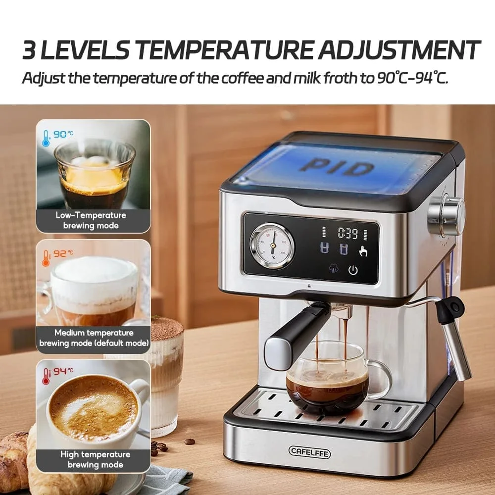 ماكينة القهوة الاحترافية CAFELFFE MK-901 بضغط 20 بار مع فواش الحليب – Espresso Coffee Machine