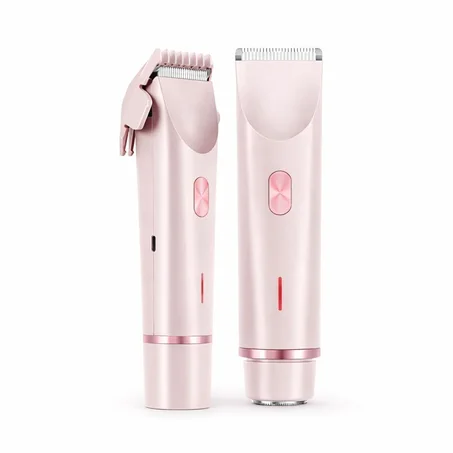 ماكينة حلاقة كهربائية نسائية 2 في 1 - رأس مزدوج مقاوم للماء لإزالة شعر البكيني والجسم  وغير مؤلم (قابلة لإعادة الشحنة)