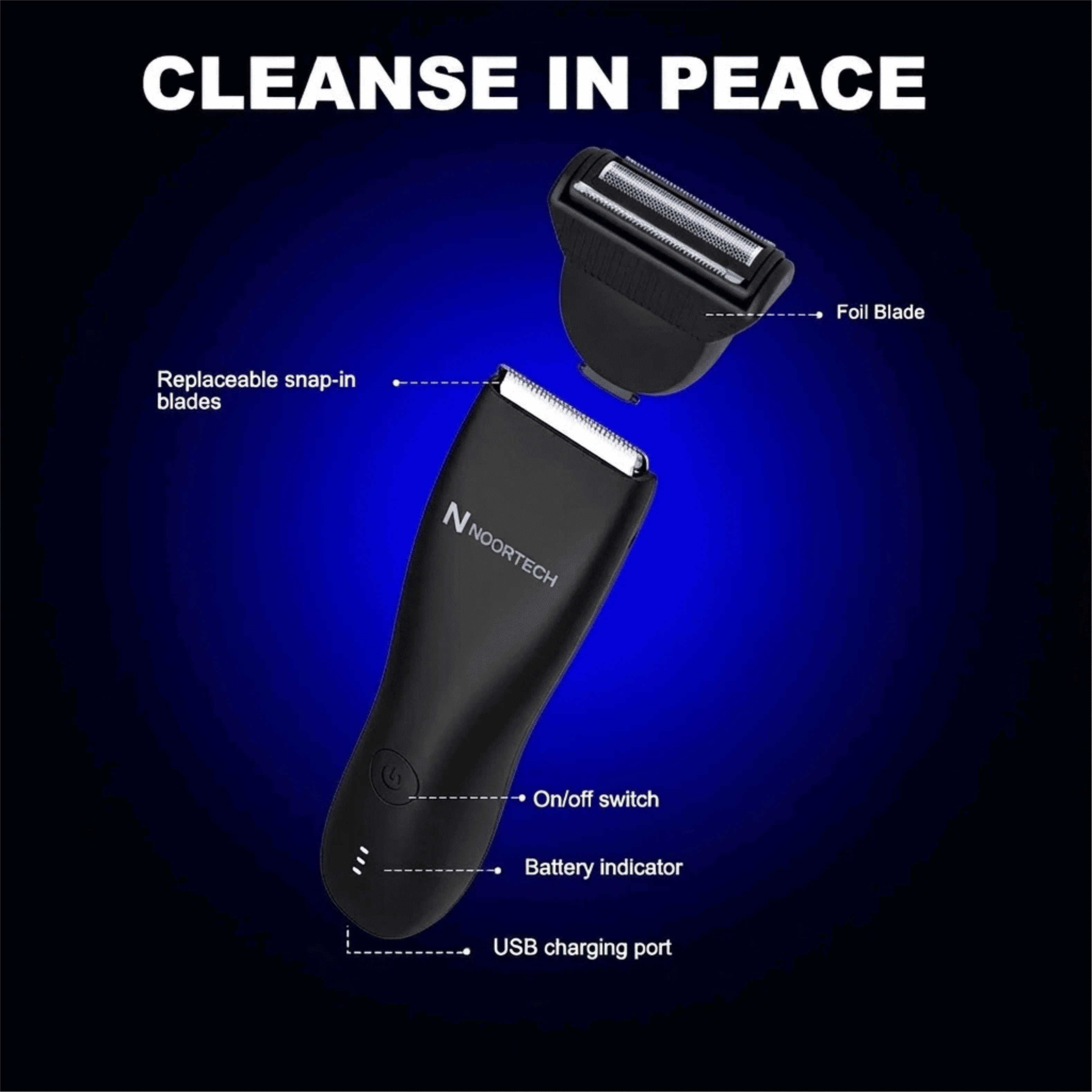 ماكينة تشذيب شعر الجسم للرجال IPX6 لحلاقة دقيقة للمناطق الحساسة بتقنية آمنة على البشرة