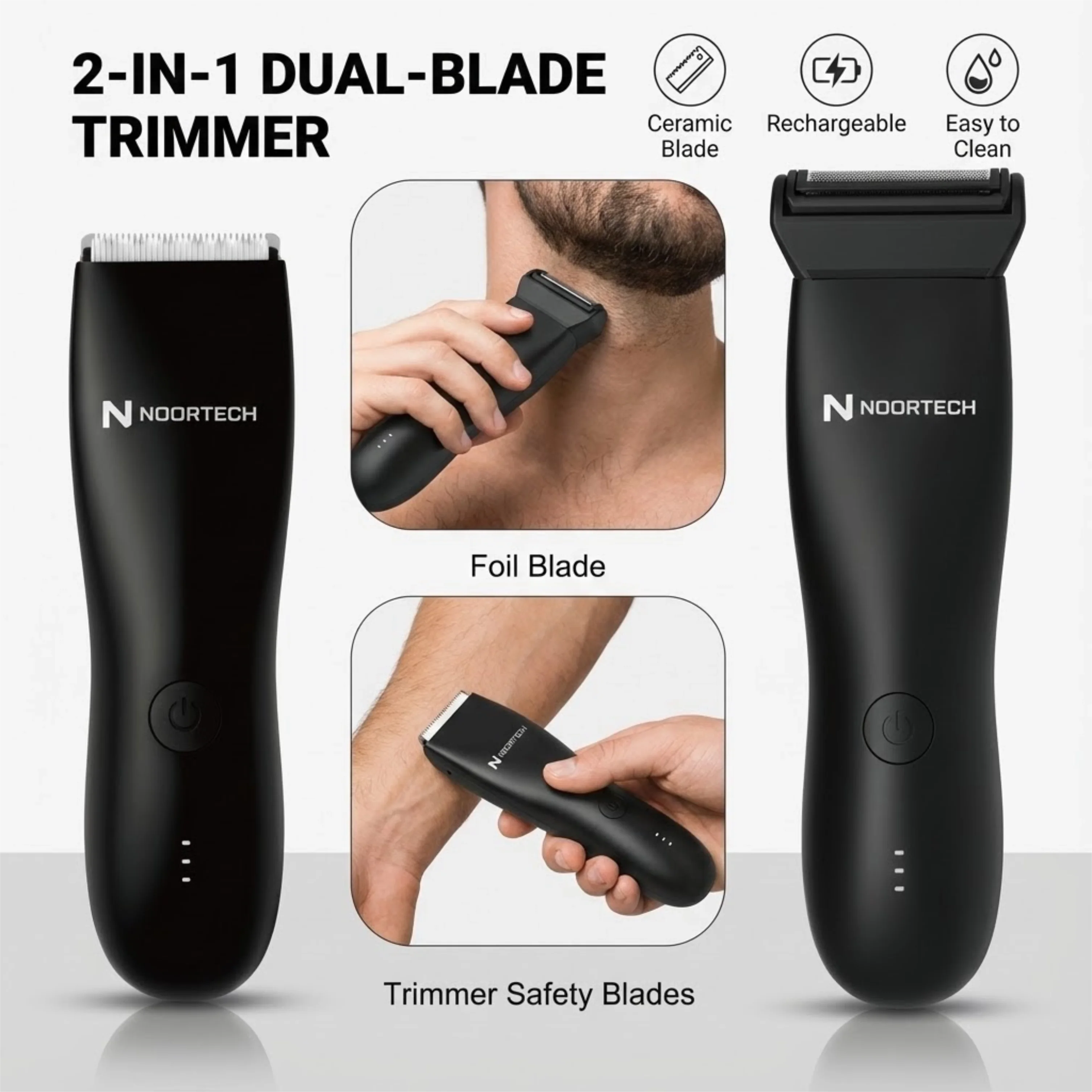 ماكينة تشذيب للرجال IPX6 – حلاقة دقيقة للمناطق الحساسة مع تقنية SkinSafe وقابلة للشحن