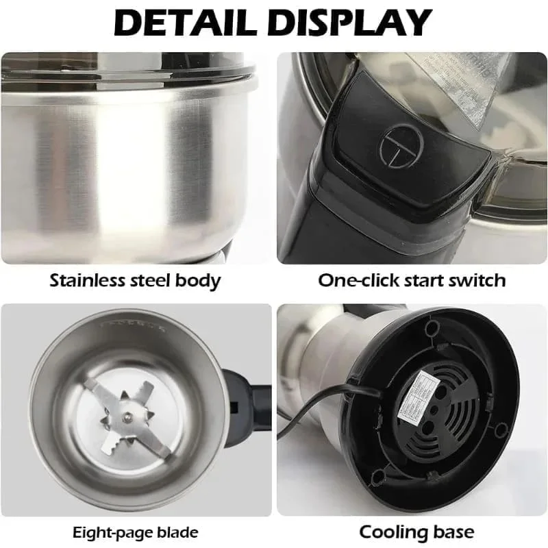 مطحنة القهوة الكهربائية عالية الطاقة المطبخ الحبوب المكسرات الفول التوابل الحبوب طاحونة آلة متعددة الوظائف مطحنة القهوة المنزلية