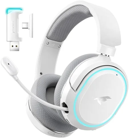 سماعة رأس للألعاب لاسلكية بيكون G2 تردد 2.4 جيجاهرتز، صوت محيطي 7.1، سماعة ألعاب USB 2.4 جيجاهرتز، سماعة بلوتوث بميكروفون بتقنية إلغاء الضوضاء المحيطة للكمبيوتر وبلاي ستيشن 5 وبلاي ستيشن 4 وم