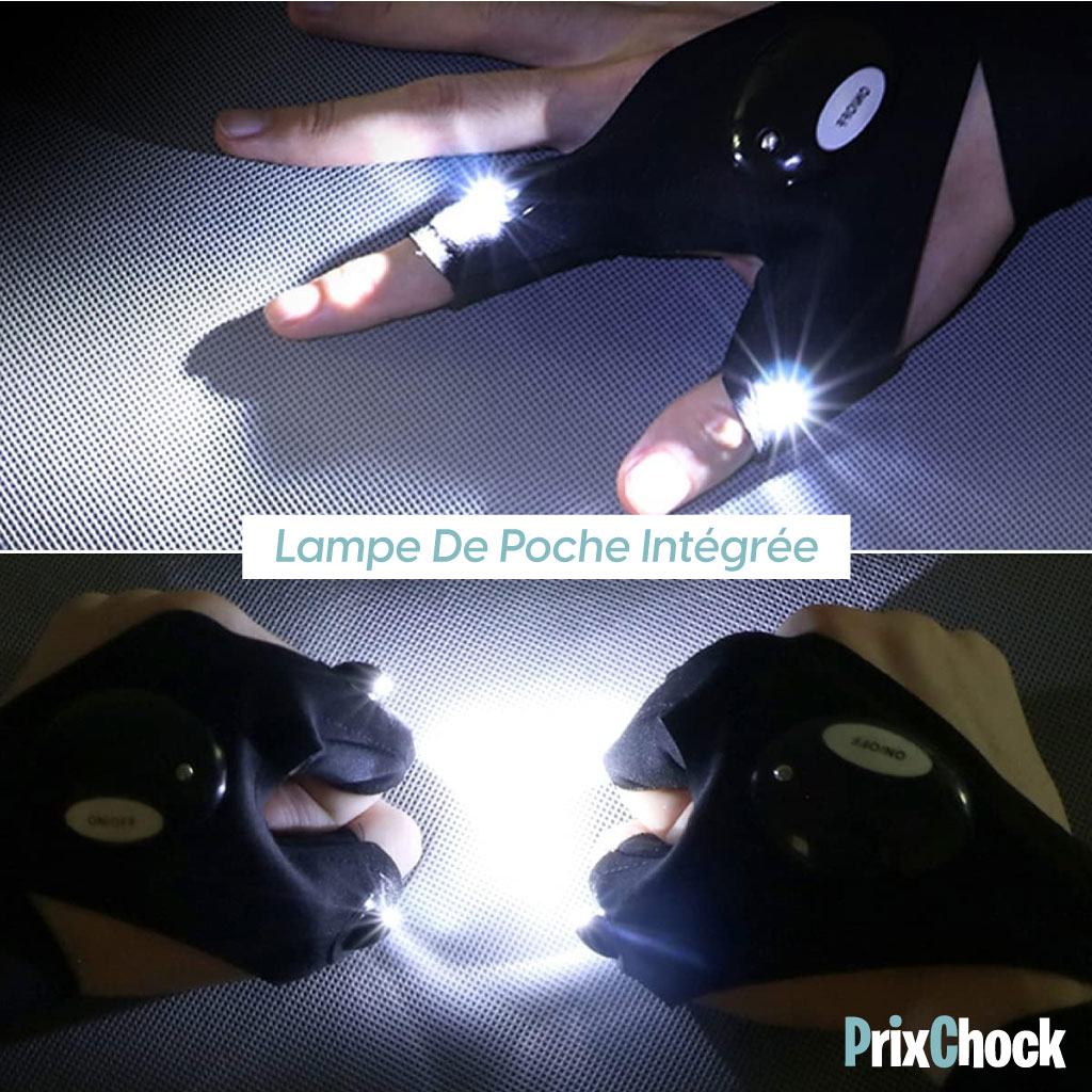Gants LED avec Lumières,Gadget Insolite Utile Gants LED,Idee Cadeau Pour  Homme Femme,pour Pêche/Camping/Bricoleur