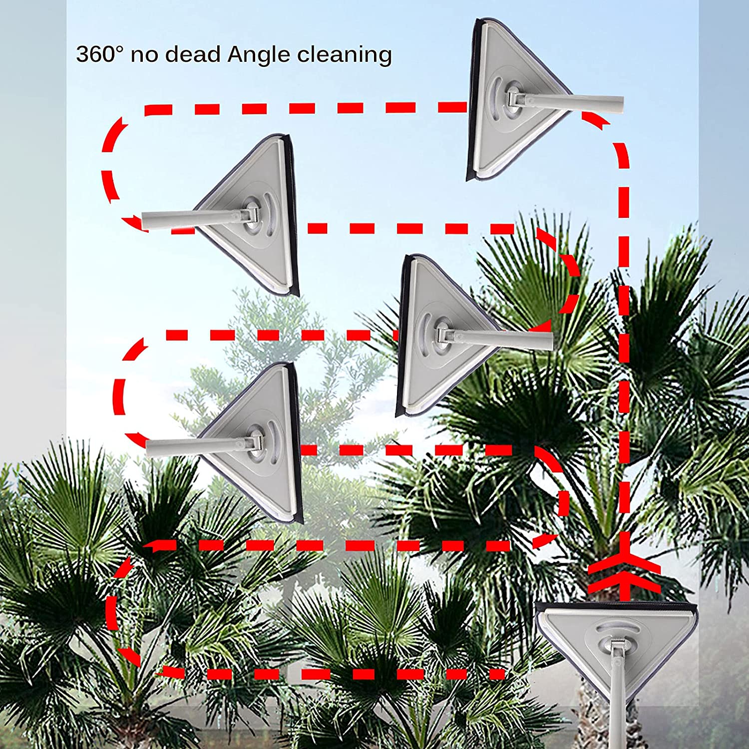 Vadrouille De Nettoyage Triangulaire Réglable Extensible Rotative à 360  Degrés pour Nettoyer le Verre, Sol Murs et Plafond