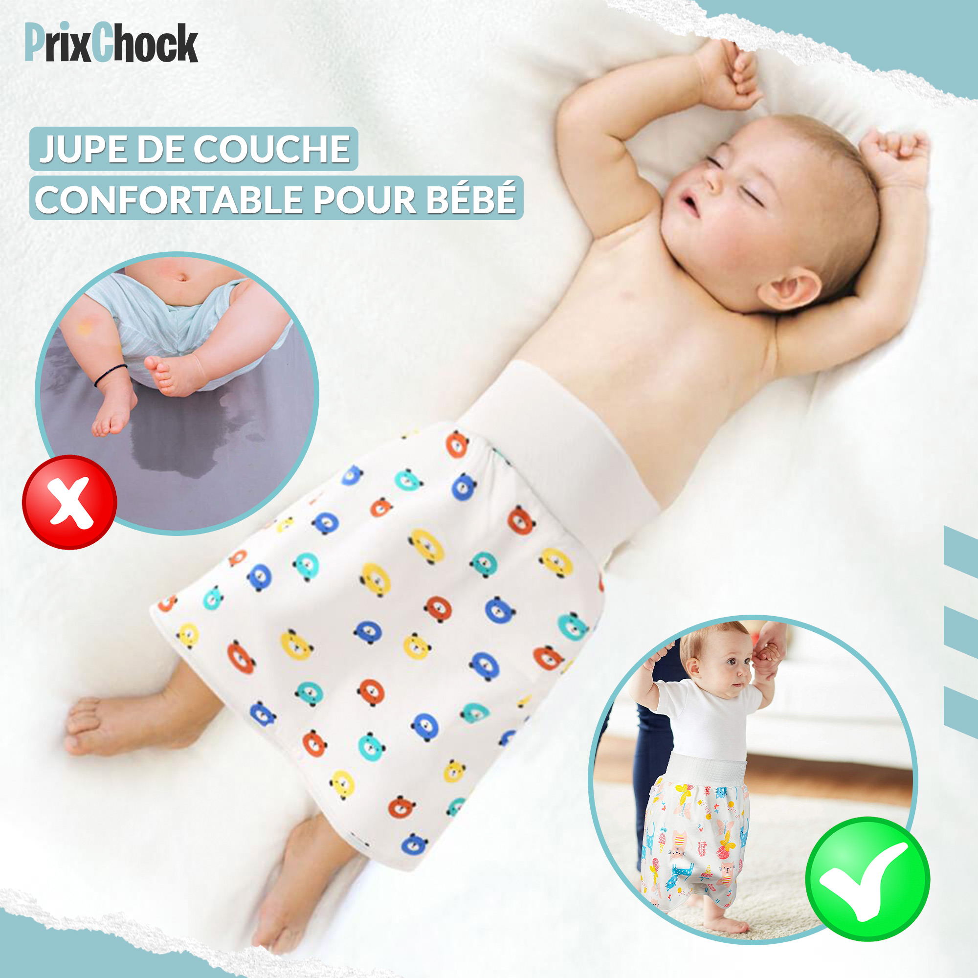Culotte en laine anti fuites pour couches lavables bébé (France)