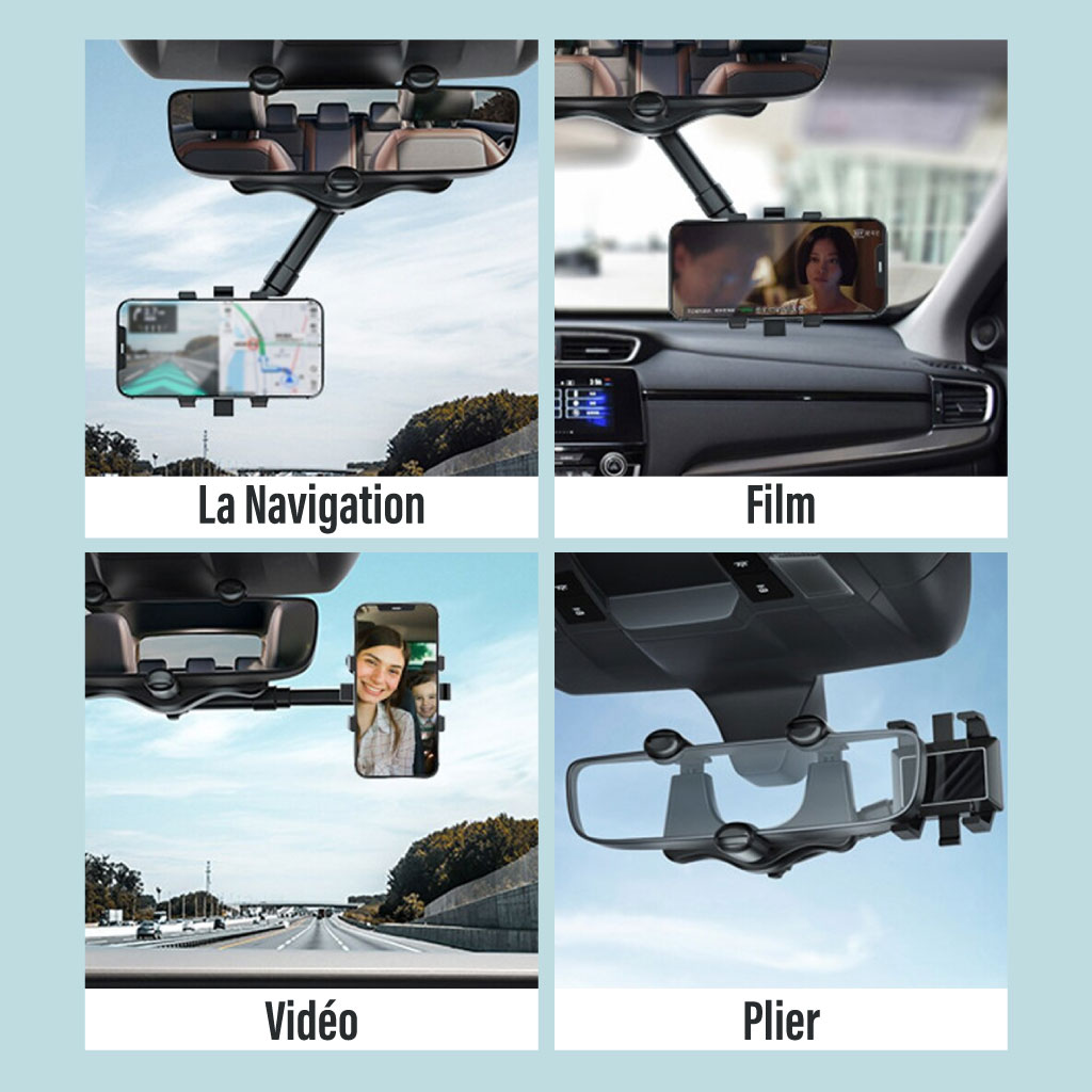 Acheter SEAMETAL universel 360 rotatif support de téléphone de voiture  rétroviseur support de montage GPS support de téléphone portable  rétroviseur support de téléphone support