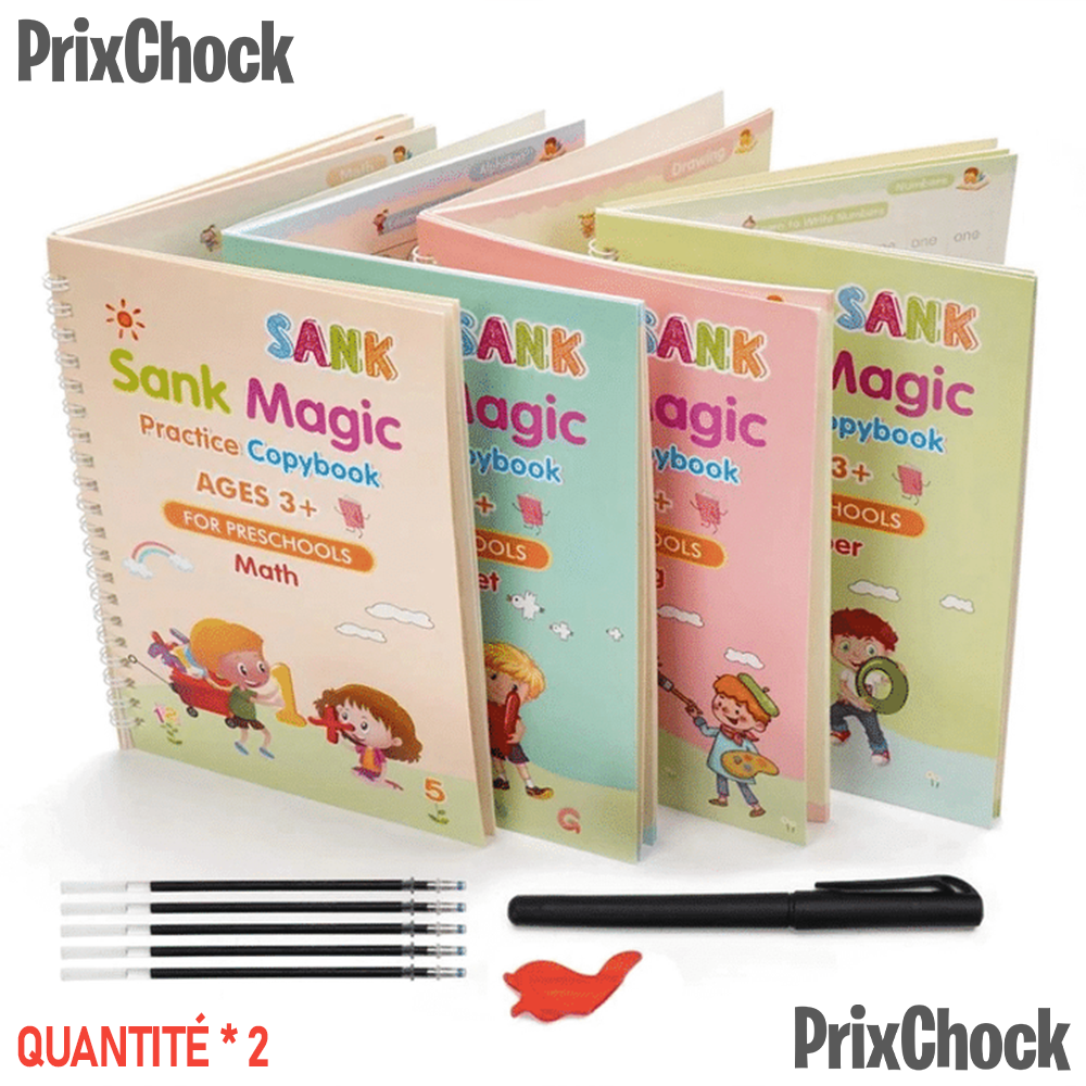 4 paquets de livres réutilisables avec stylo magique, ensemble de