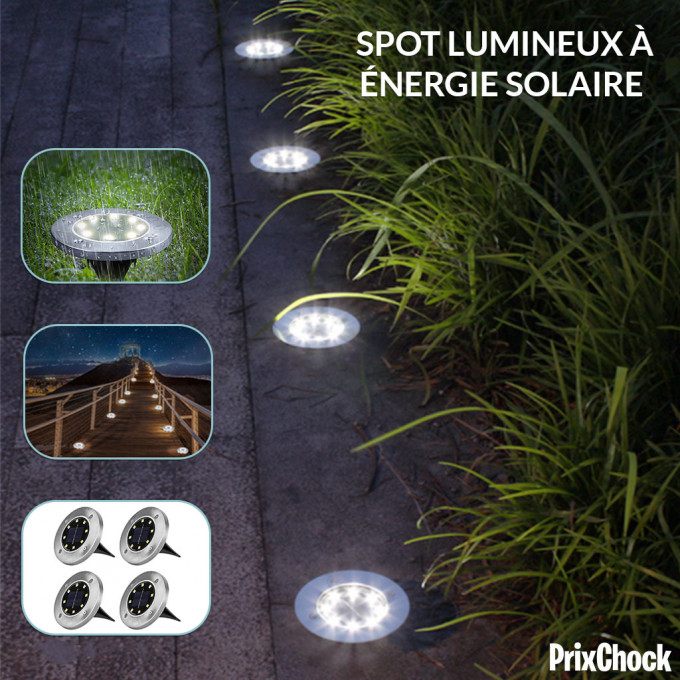 Spot Lumineux À Énergie Solaire Étanche Decorative Pour Les Jardin,  Escaliers, Chemin, Et Les Terrasses (Pack De 4 Pièce)
