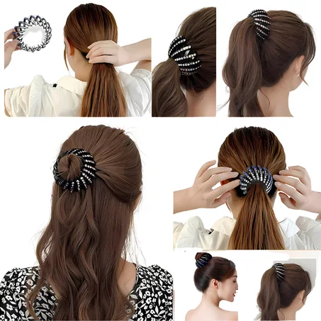 مشبك شعر مرصع بالجواهر Clamp Black Plastic Jeweled