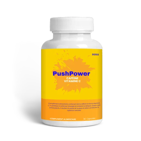 PushPower Complément Alimentaire Caféine + Vitamine C 30 CP