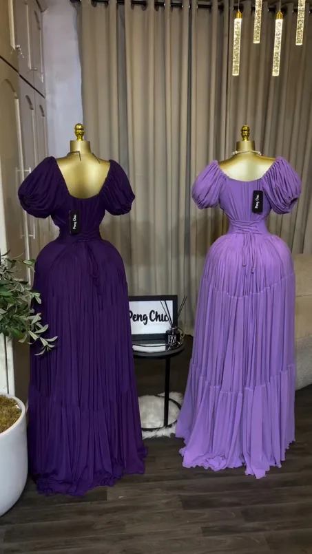👑 فستان السهرة "نويزات" 💜 سر الأناقة ولاطاي المرسومة (متوفر بلونين)