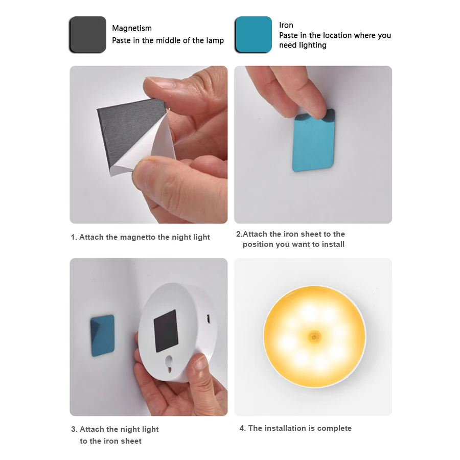 Lampe LED Rechargeable ومصباح لاسلكي مع مستشعر حركة