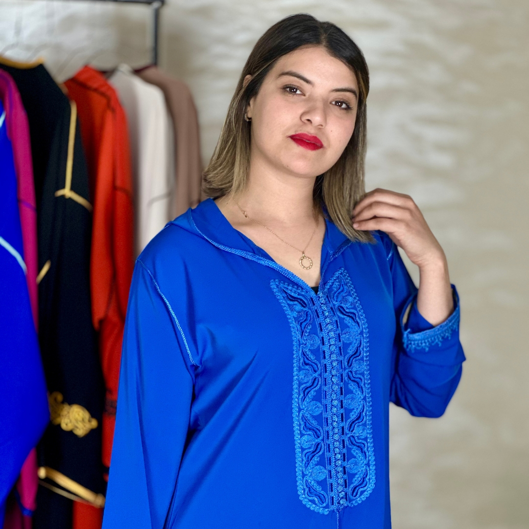 جلابة هماوية لون ف لون ، تطريز فخم