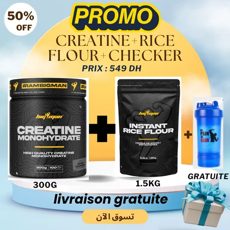 Pack créatine monohydrate+Rice Flour + checker gratuite