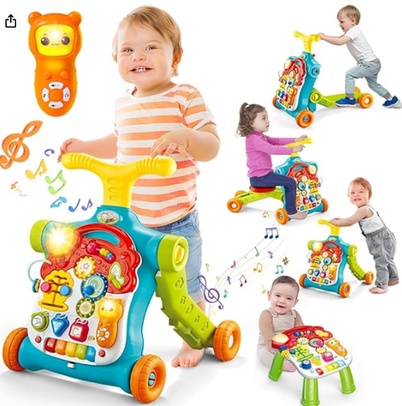 2    مشاية أطفال 5 في 1 بالدفع للأطفال، يتم تجميعها على شكل سكوتر ودراجة نارية ومركز أنشطة ولوحة قابلة للفصل، ألعاب مشي للأطفال من عمر 6 إلى 12 شهر (copy)