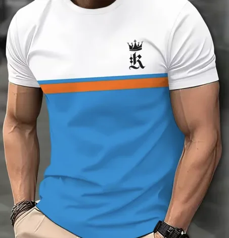 تي شيرت رجالي صيفي كاجوال بأكمام قصيرة ورقبة دائرية تي شيرت فضفاض مرن للغاية عصري ريترو قابل للتنفس ملابس رجالية