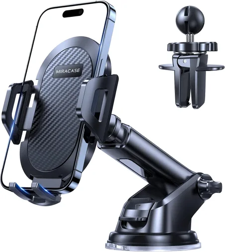 حامل هاتف للسيارة 【الجيل الجديد 2025】حامل جوال للسيارة من ميراكايس بذراع طويل للوحة العدادات والزجاج الأمامي وفتحة التهوية