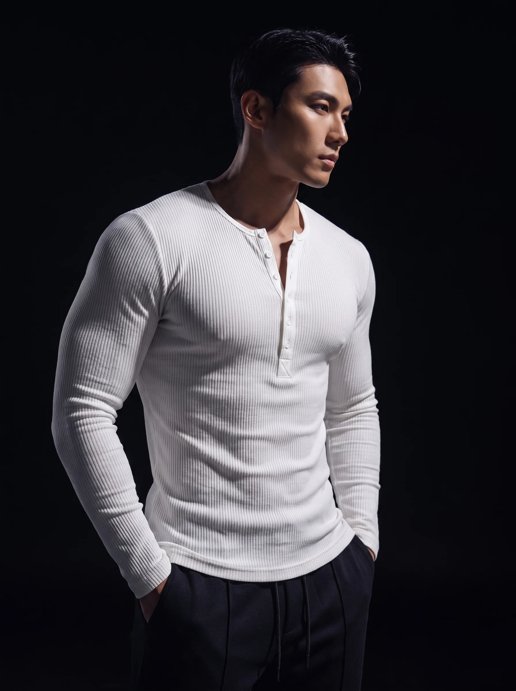 Henley Long Sleeve Tricot  (Premium Edition)