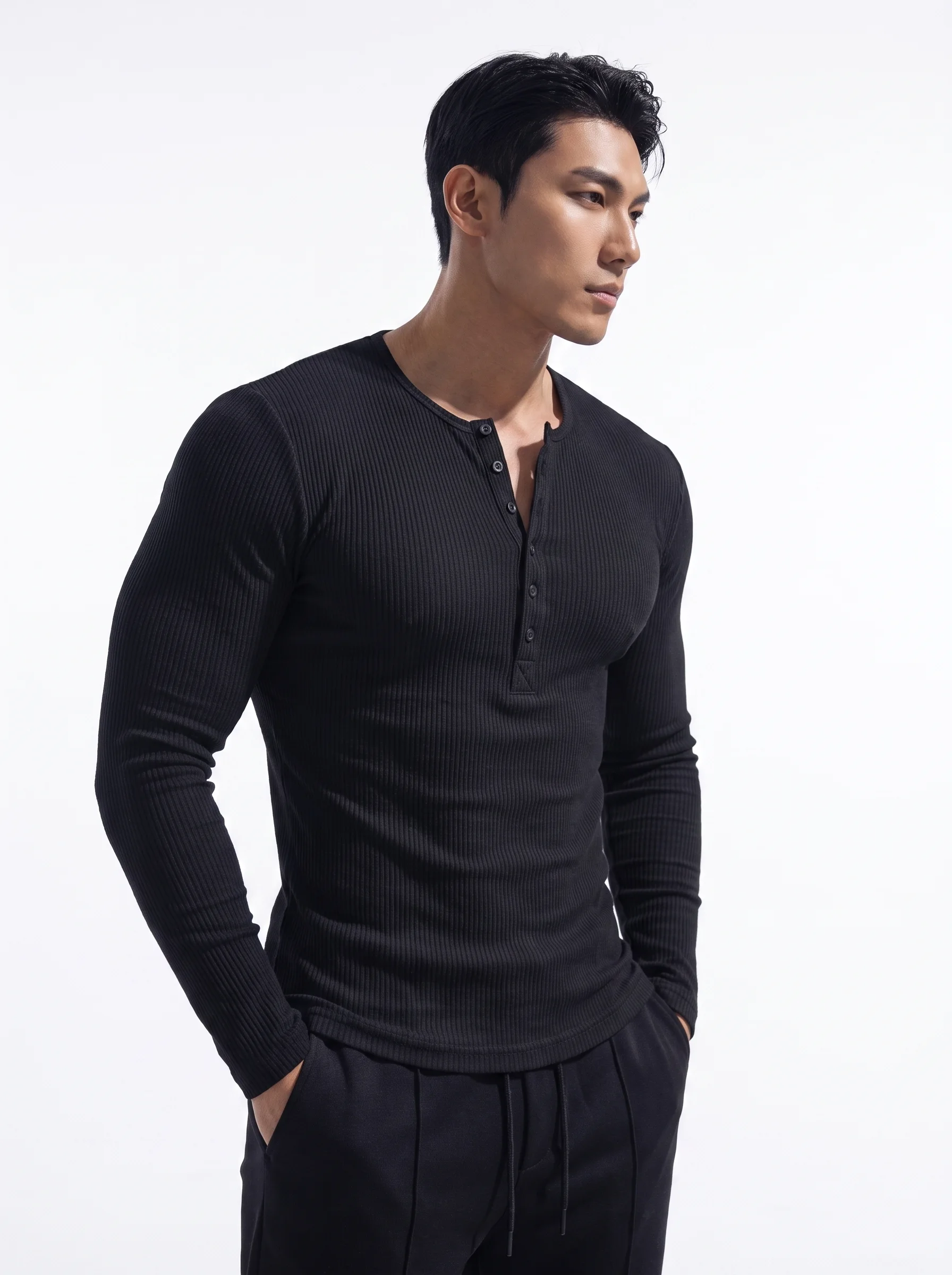 Henley Long Sleeve Tricot  (Premium Edition)