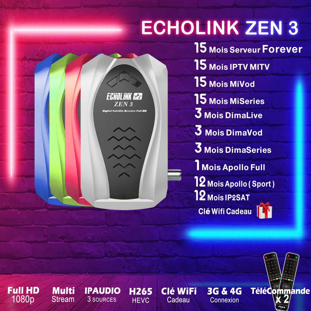 ECHOLINK ZEN 3 Récepteur Plus clé wifi Grattuite 15 Moi IPTV One Premium