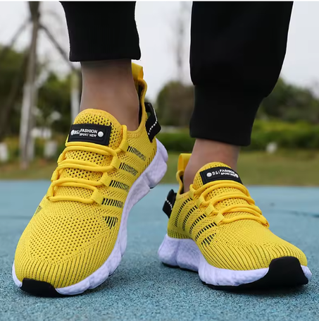 حذاء جري رجالي بنعل ناعم، حذاء كاجوال شبكي قابل للتنفس، مريح، عصري