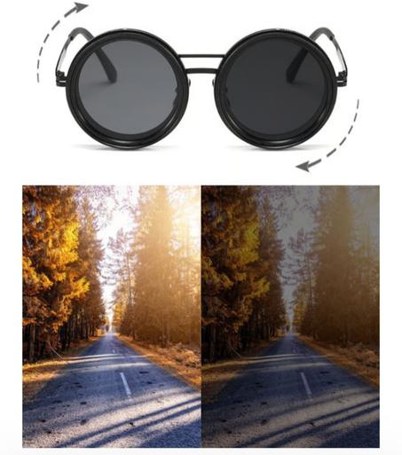نظارات SUNGLASSES مستديرة بتصميم عدسات الكاميرا قابلة للتعديل 9 في 1