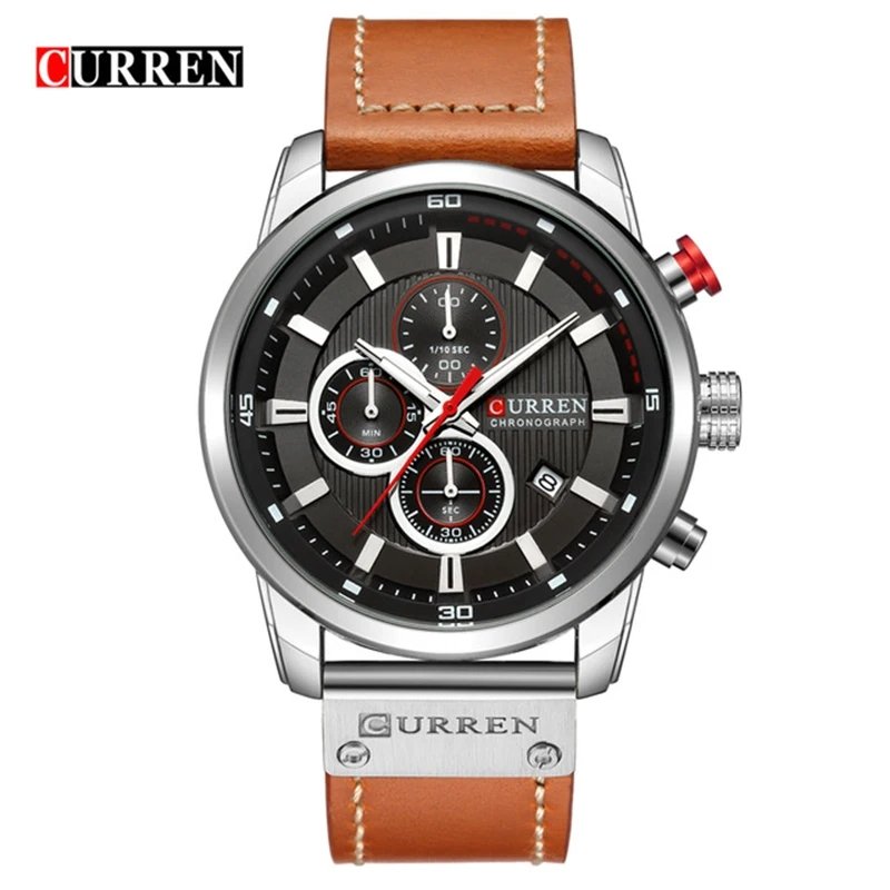 Curren 8291  montre hommes  en cuir  chronographe