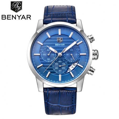 BY-5104 BENYAR montre homme cuir bleu