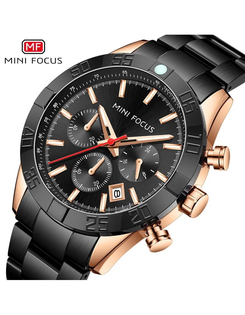 MINI FOCUS MF0416G  - ساعة فاخرة للرجال بسوار من الفولاذ المقاوم للصدأ montre homme
