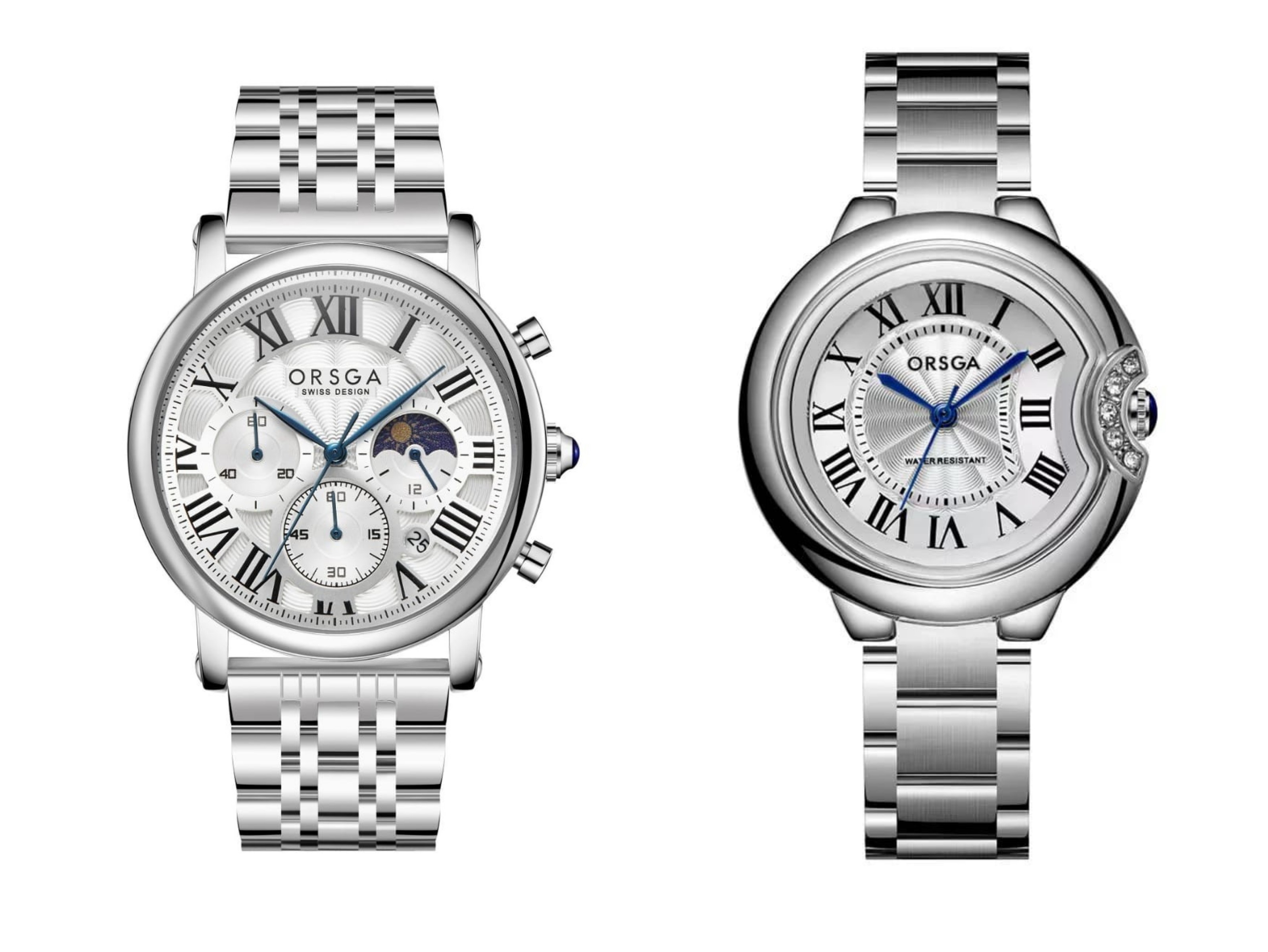 -Orsga montres Montre-bracelet analogique minimaliste en acier inoxydable-