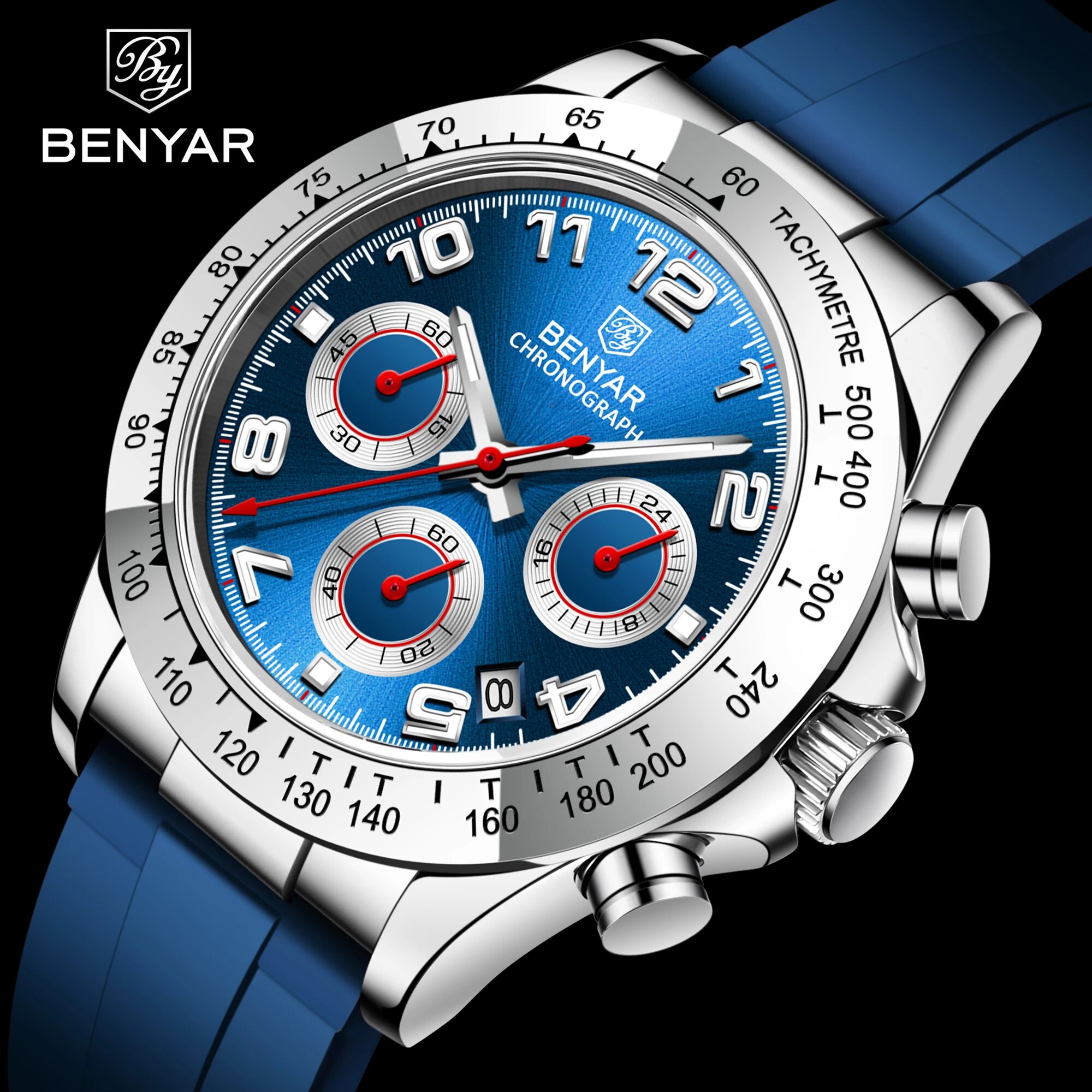 BENYAR BY 5192 Bleu – montre hommes sport à quartz Chronographe