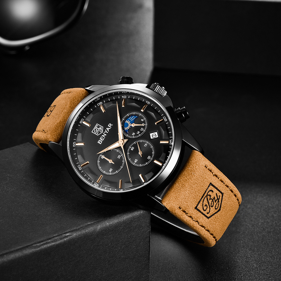 BENYAR BY-5160 montre homme cuir