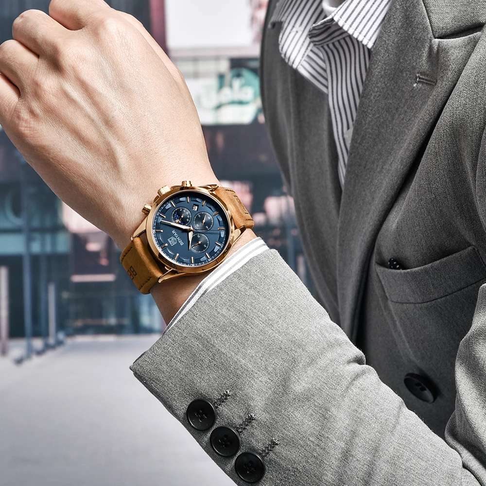 BENYAR BY-5160 montre homme cuir