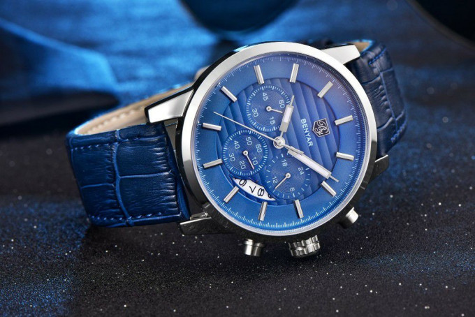 BY-5104 BENYAR montre homme cuir bleu