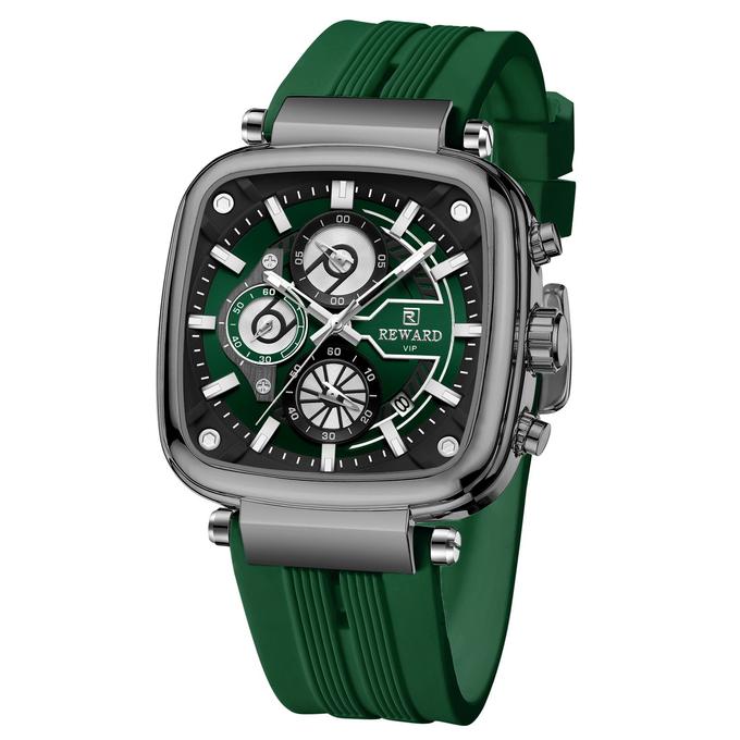 REWARD montre homme carrée bracelet silicone calendrier chronographe mode sport montre quartz homme