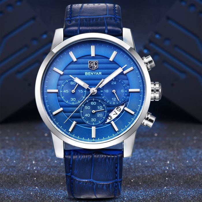 BY-5104 BENYAR montre homme cuir bleu